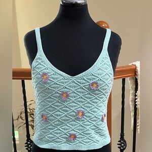 SWEET REPUBLIC SOFT GIRL FLORAL PATCH, KNIT DAISY TANK TOP, Y2K REVIVAL, SIZE L